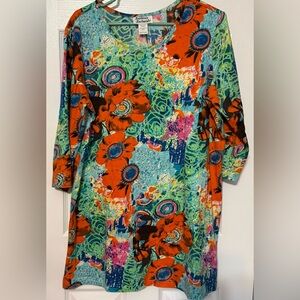 Anthony Richards Colorful Floral Shift Dress | Short Sleeve | Vintage Inspired